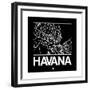 Black Map of Havana-NaxArt-Framed Premium Giclee Print