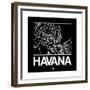 Black Map of Havana-NaxArt-Framed Premium Giclee Print