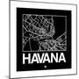 Black Map of Havana-NaxArt-Mounted Premium Giclee Print