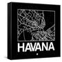 Black Map of Havana-NaxArt-Framed Stretched Canvas