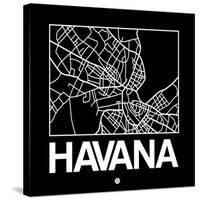 Black Map of Havana-NaxArt-Stretched Canvas