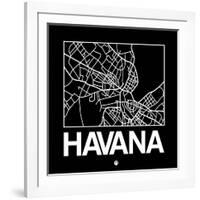 Black Map of Havana-NaxArt-Framed Art Print