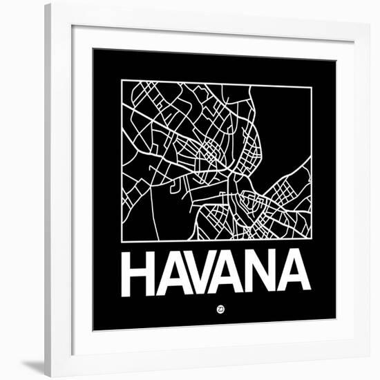 Black Map of Havana-NaxArt-Framed Art Print