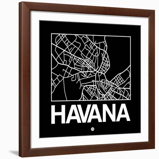 Black Map of Havana-NaxArt-Framed Art Print