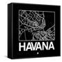 Black Map of Havana-NaxArt-Framed Stretched Canvas