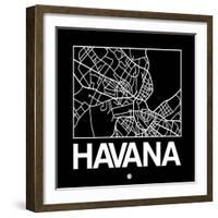 Black Map of Havana-NaxArt-Framed Art Print