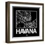 Black Map of Havana-NaxArt-Framed Art Print