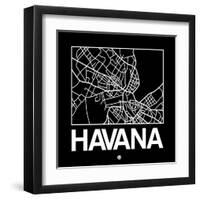 Black Map of Havana-NaxArt-Framed Art Print