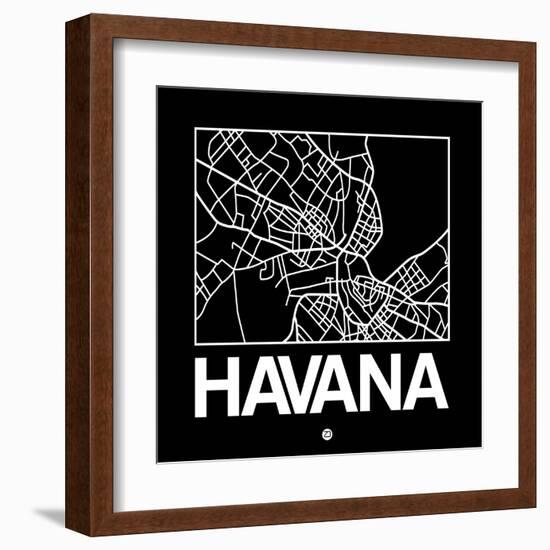 Black Map of Havana-NaxArt-Framed Art Print