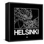 Black Map of Helsinki-NaxArt-Framed Stretched Canvas