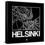 Black Map of Helsinki-NaxArt-Framed Stretched Canvas