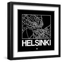 Black Map of Helsinki-NaxArt-Framed Art Print