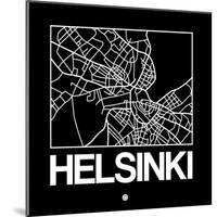 Black Map of Helsinki-NaxArt-Mounted Art Print