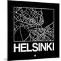 Black Map of Helsinki-NaxArt-Mounted Art Print