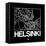 Black Map of Helsinki-NaxArt-Framed Stretched Canvas