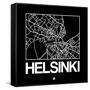 Black Map of Helsinki-NaxArt-Framed Stretched Canvas