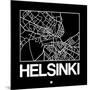 Black Map of Helsinki-NaxArt-Mounted Art Print