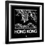 Black Map of Hong Kong-NaxArt-Framed Art Print