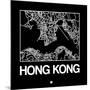 Black Map of Hong Kong-NaxArt-Mounted Art Print