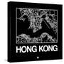 Black Map of Hong Kong-NaxArt-Stretched Canvas