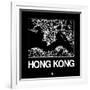 Black Map of Hong Kong-NaxArt-Framed Art Print