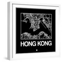 Black Map of Hong Kong-NaxArt-Framed Art Print