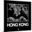 Black Map of Hong Kong-NaxArt-Mounted Art Print