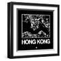 Black Map of Hong Kong-NaxArt-Framed Art Print