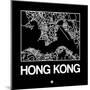 Black Map of Hong Kong-NaxArt-Mounted Art Print