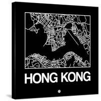 Black Map of Hong Kong-NaxArt-Stretched Canvas