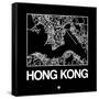 Black Map of Hong Kong-NaxArt-Framed Stretched Canvas