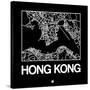 Black Map of Hong Kong-NaxArt-Stretched Canvas