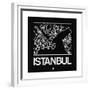 Black Map of Istanbul-NaxArt-Framed Premium Giclee Print