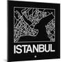 Black Map of Istanbul-NaxArt-Mounted Premium Giclee Print