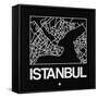 Black Map of Istanbul-NaxArt-Framed Stretched Canvas