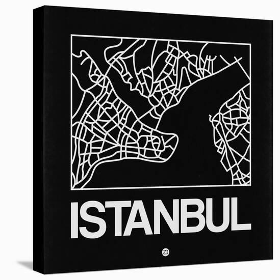 Black Map of Istanbul-NaxArt-Stretched Canvas