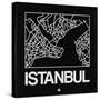 Black Map of Istanbul-NaxArt-Stretched Canvas