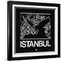 Black Map of Istanbul-NaxArt-Framed Art Print