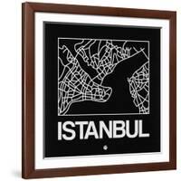 Black Map of Istanbul-NaxArt-Framed Art Print