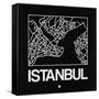 Black Map of Istanbul-NaxArt-Framed Stretched Canvas