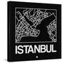 Black Map of Istanbul-NaxArt-Stretched Canvas