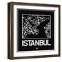 Black Map of Istanbul-NaxArt-Framed Art Print