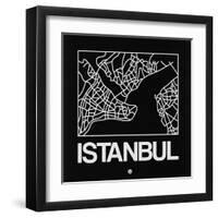 Black Map of Istanbul-NaxArt-Framed Art Print