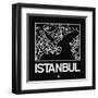 Black Map of Istanbul-NaxArt-Framed Art Print