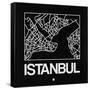 Black Map of Istanbul-NaxArt-Framed Stretched Canvas