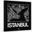 Black Map of Istanbul-NaxArt-Stretched Canvas