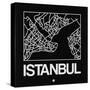 Black Map of Istanbul-NaxArt-Stretched Canvas