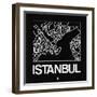 Black Map of Istanbul-NaxArt-Framed Art Print