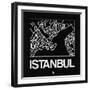 Black Map of Istanbul-NaxArt-Framed Art Print
