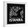 Black Map of Istanbul-NaxArt-Framed Art Print